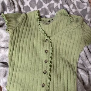 SO Light Green Ribbed Top